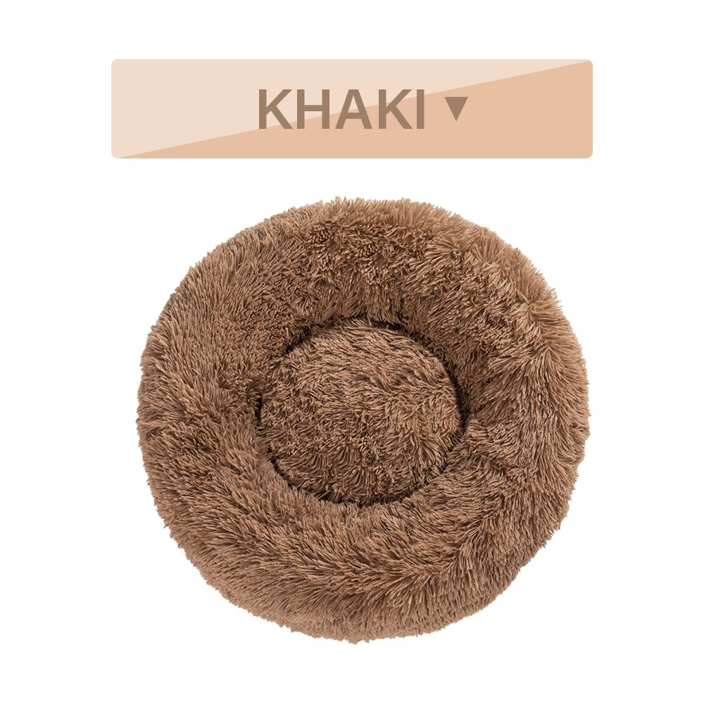 Calming Donut Dog Bed — Fluffy Plush Cushion for Dogs