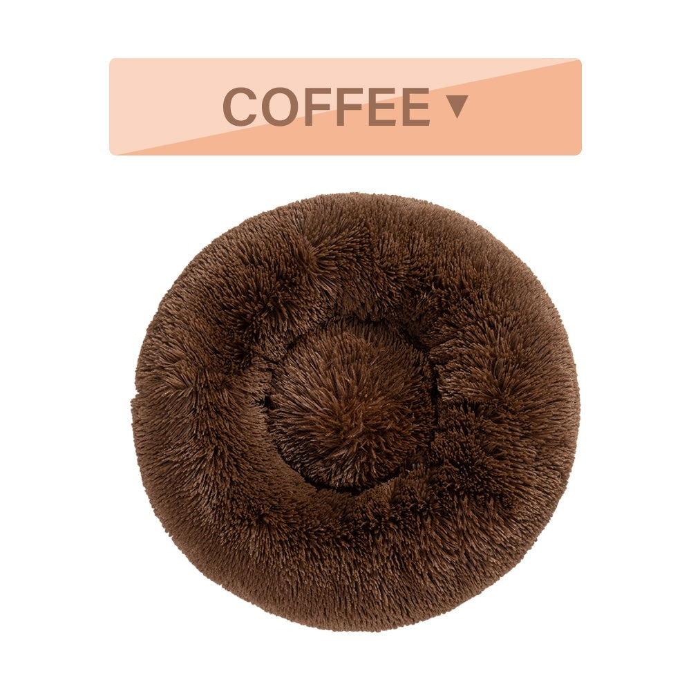 Calming Donut Dog Bed — Fluffy Plush Cushion for Dogs