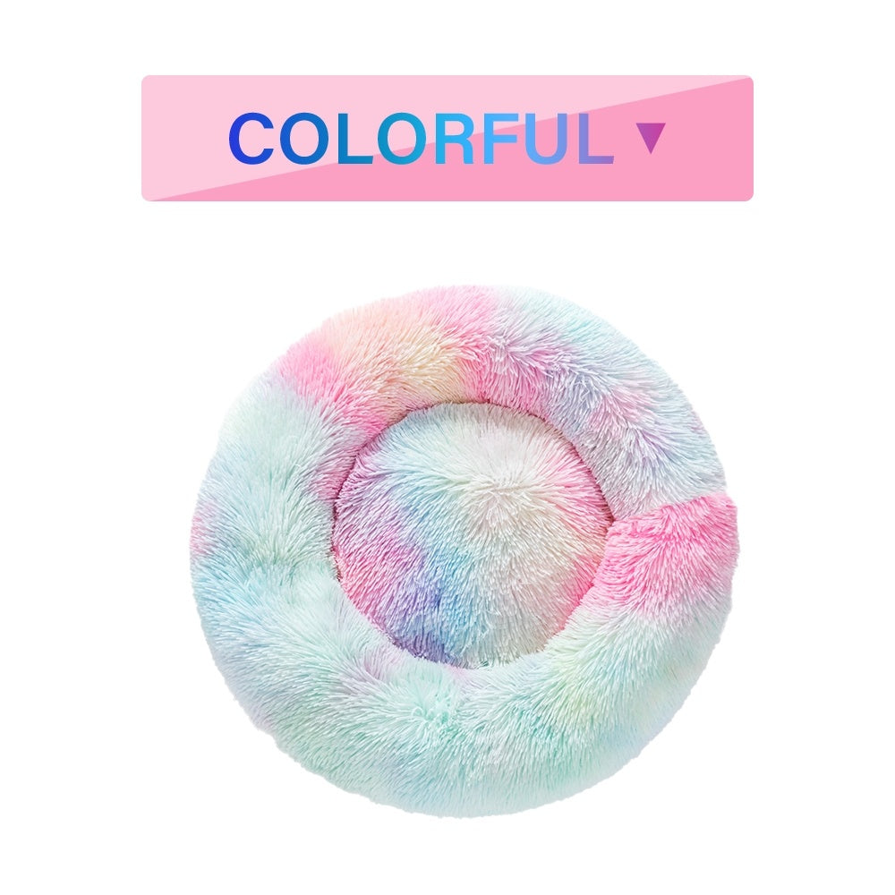 Calming Donut Dog Bed — Fluffy Plush Cushion for Dogs